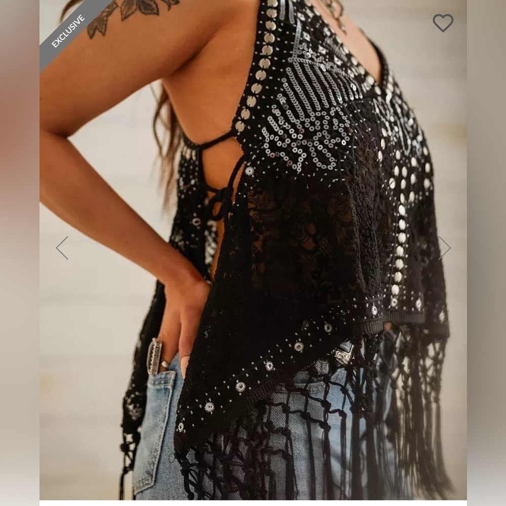 Sterling & Stitch Embellished Lace Cropped Tank Top-Size XS